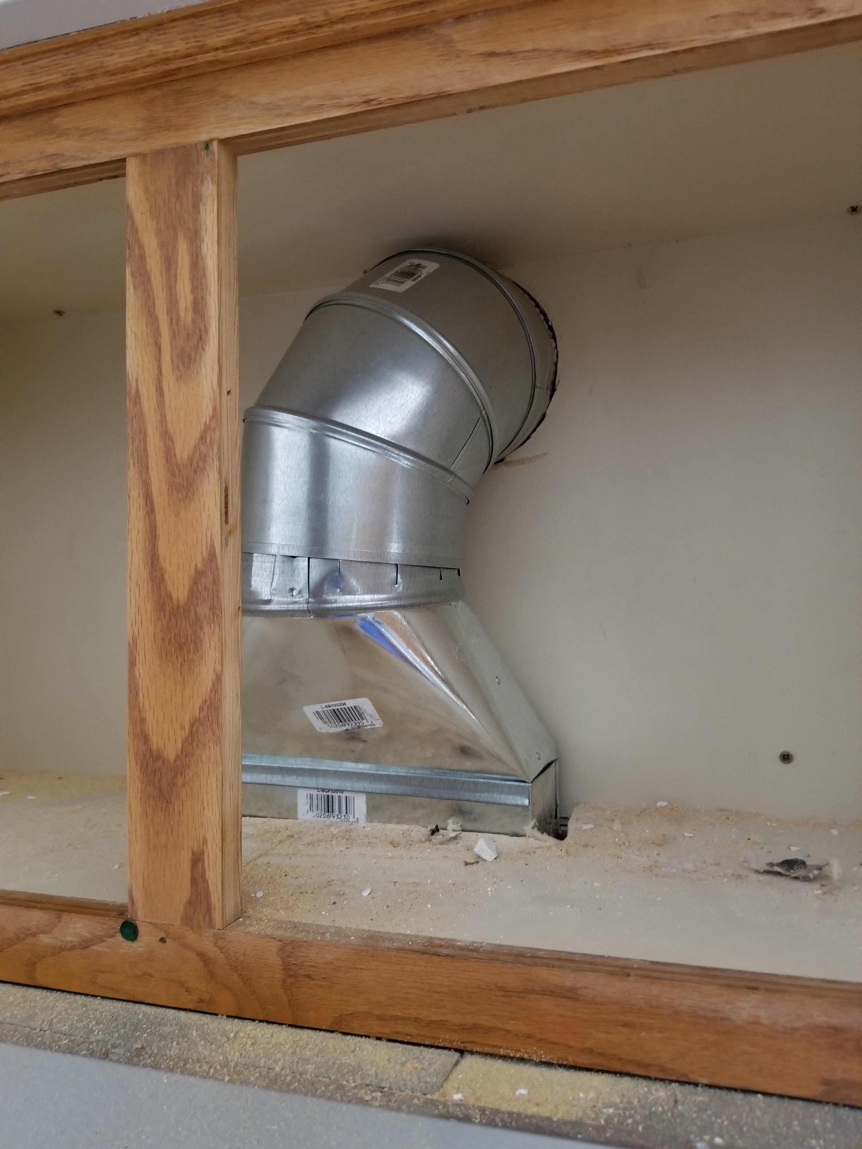 Installing ductwork deals for range hood